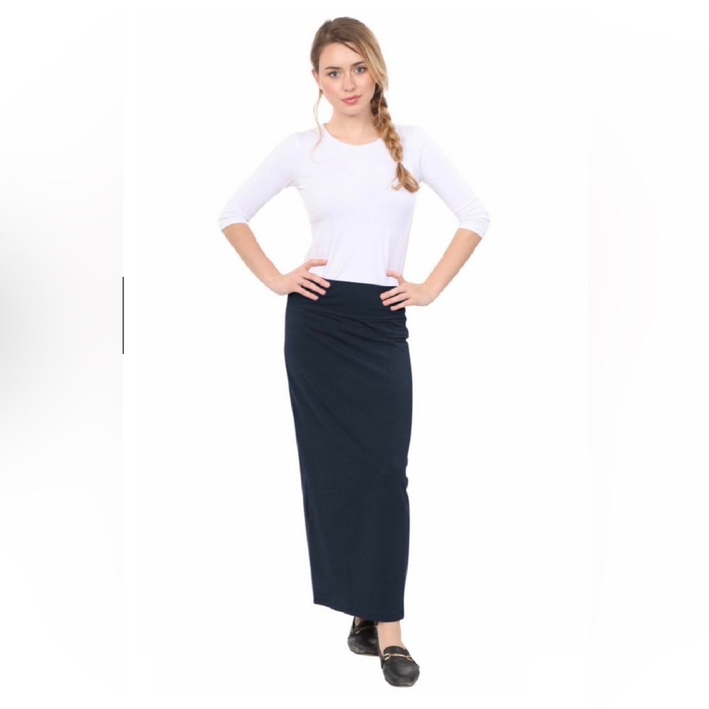 Kosher Casual Long Pencil Skirt - Navy